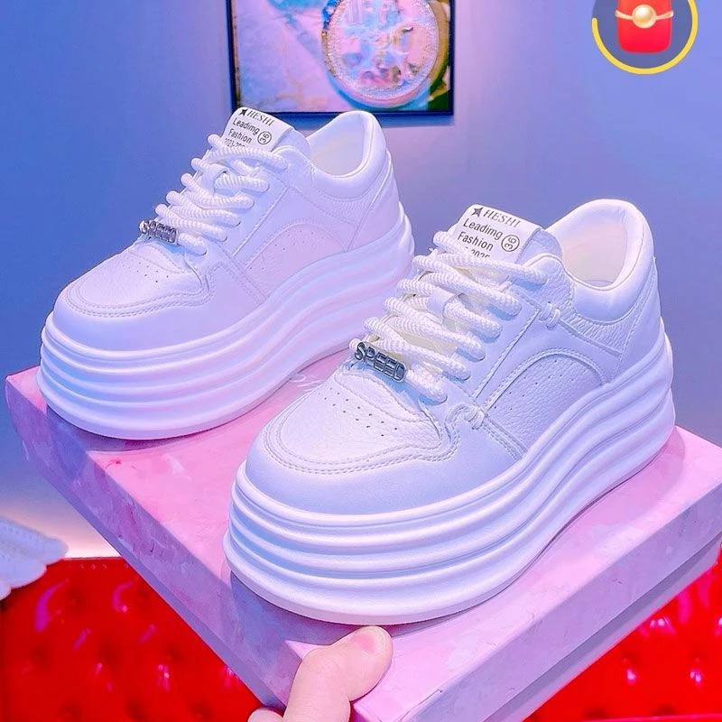 欧洲站厚底增高松糕鞋女2025新款学生四季高颜值小白鞋百搭休闲鞋