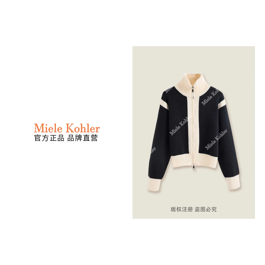 新款百搭休闲风黑白配色毛衣开衫MKKQ36511【澳门小源同款】