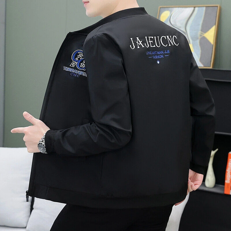 棒球领夹克男士休闲外套春秋季薄款韩版修身夹克男款帅气简约外套