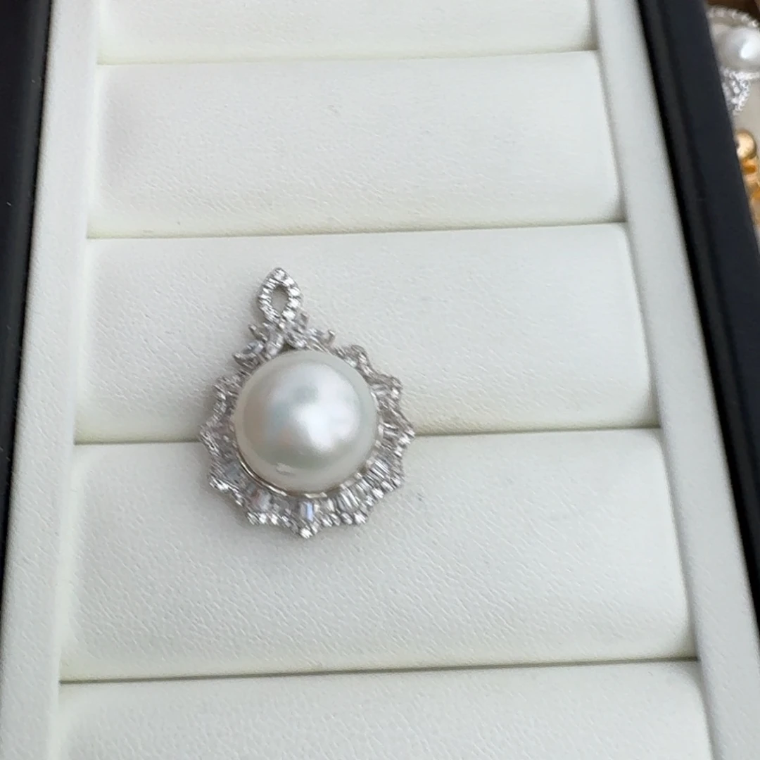 海水珍珠银S925镶嵌吊坠(不含链)
