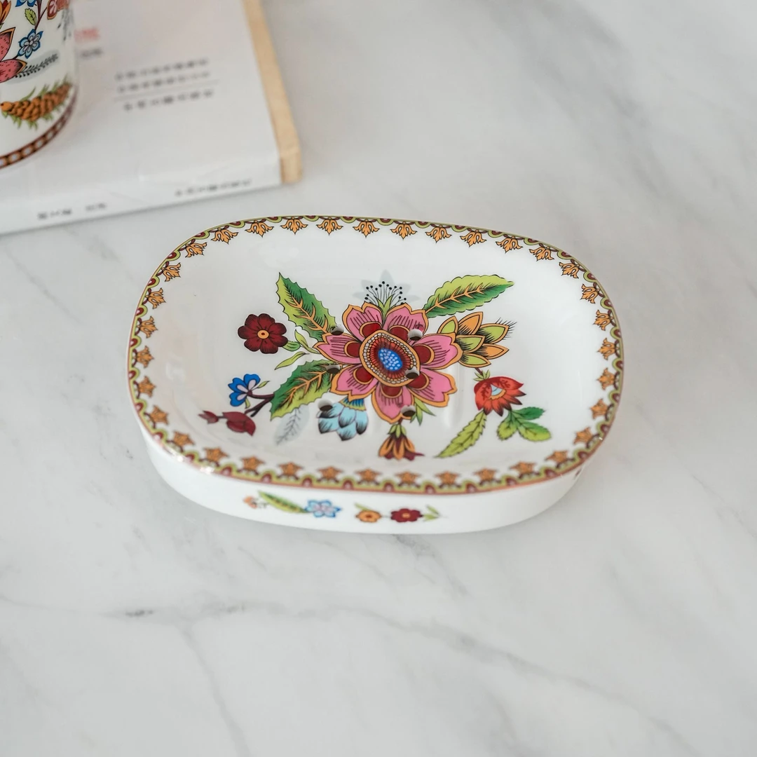 【奇居】新骨瓷法式花肥皂盒家用浴室皂碟 法式花