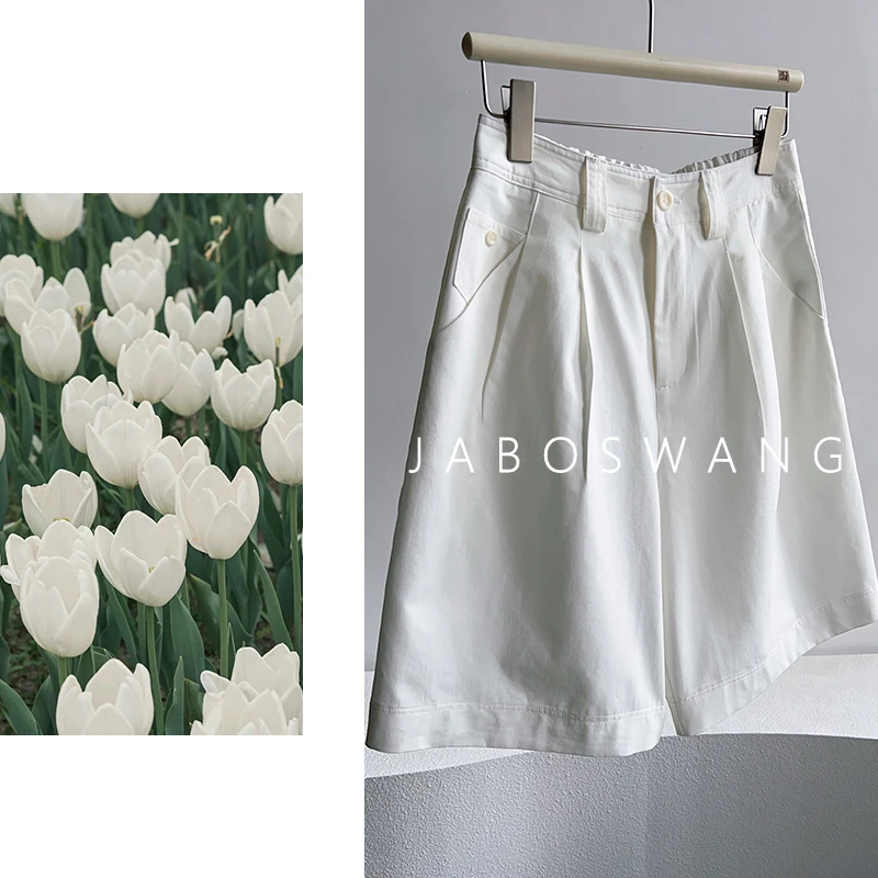 K268私房短裤2025夏季新款时尚百搭圆领印花拼接度假风