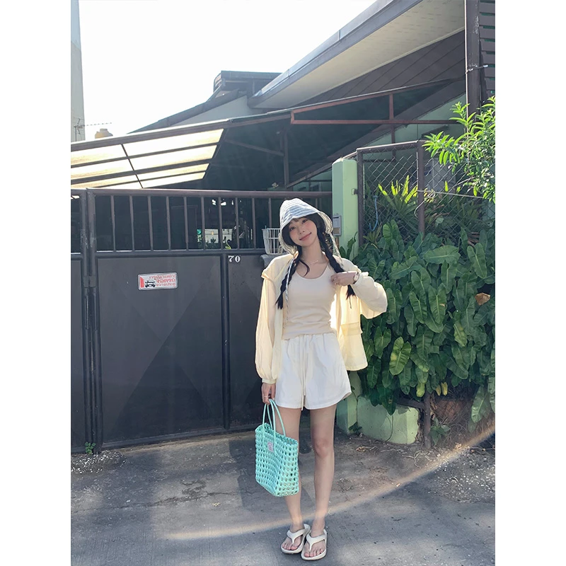 香香的蕉 海岸恰恰恰~连帽防晒外套夏季慵懒感微透开衫衬衣