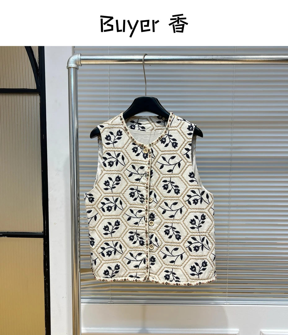 【Buyer 香】25008春夏新款刺绣绣花马甲