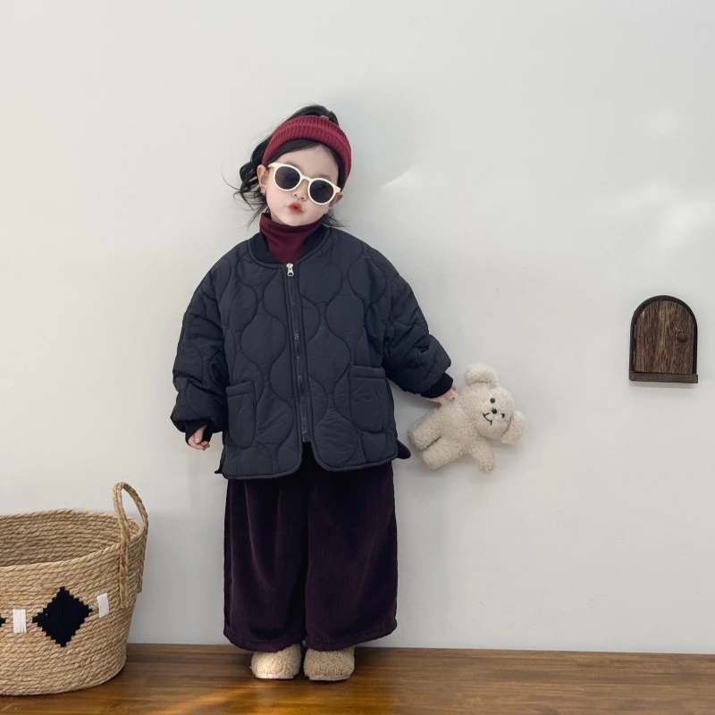 【歪歪妞童装】23030儿童复古森系加绒加厚拉链衫棉服外套