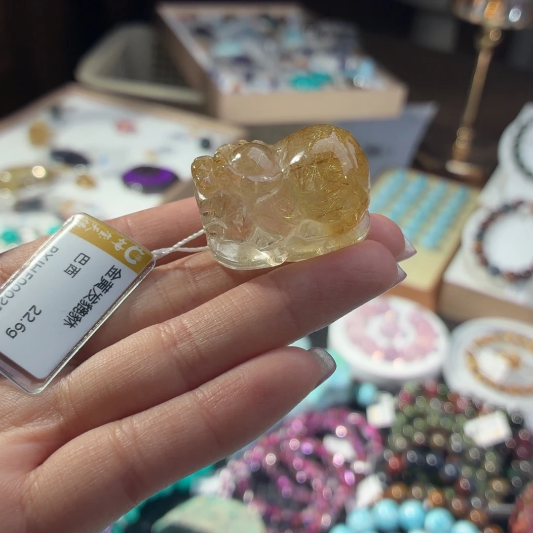 未镶嵌发晶吊坠(不含链)钛金貔貅30x19