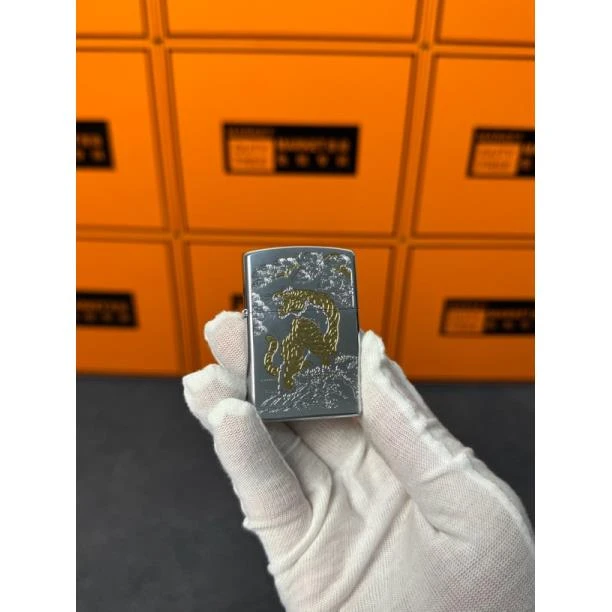 ZORRO白金虎鹤延年双色双面精工精雕防风煤油打火机