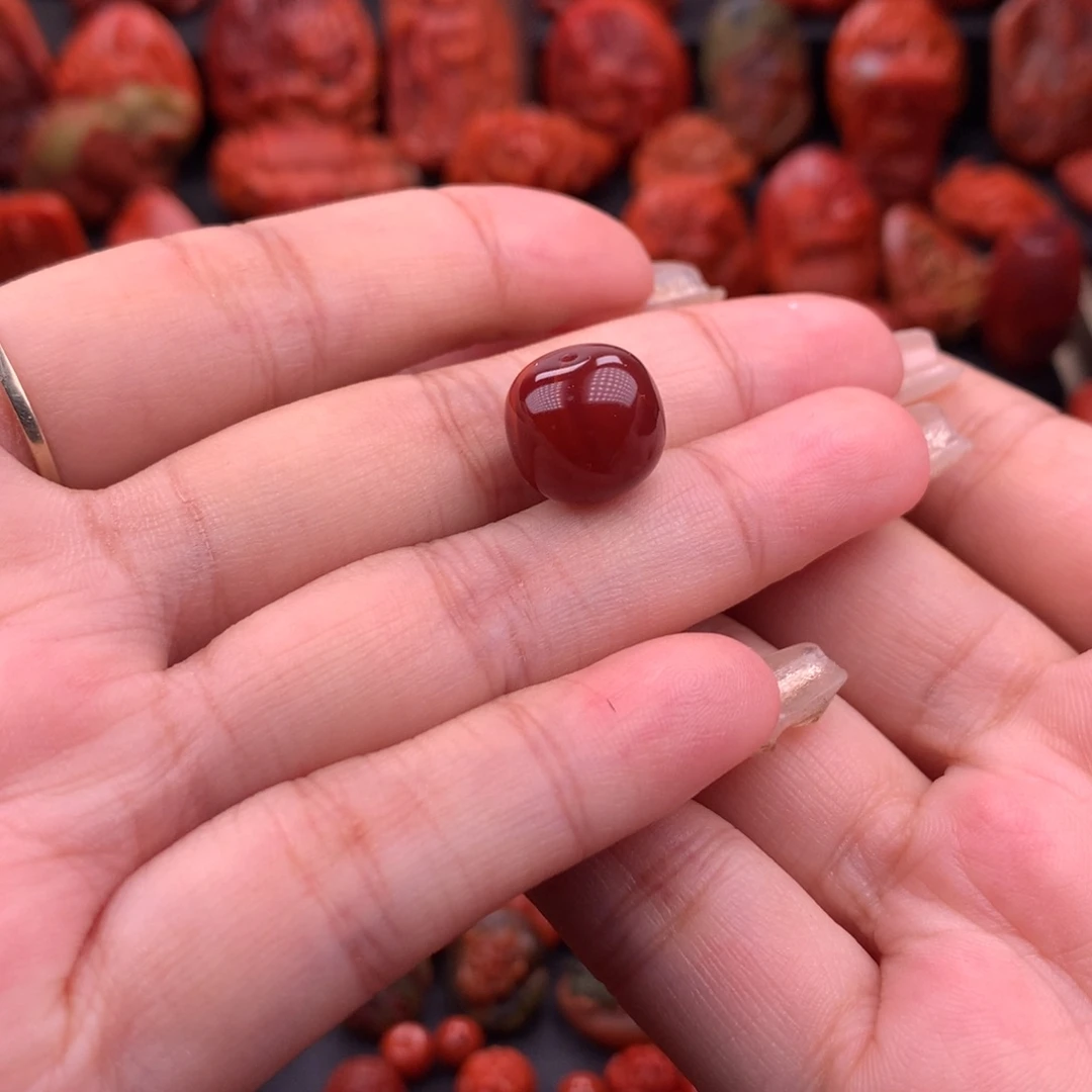 南红玛瑙南红川料原矿牛血红老型单珠12.6mm未镶嵌