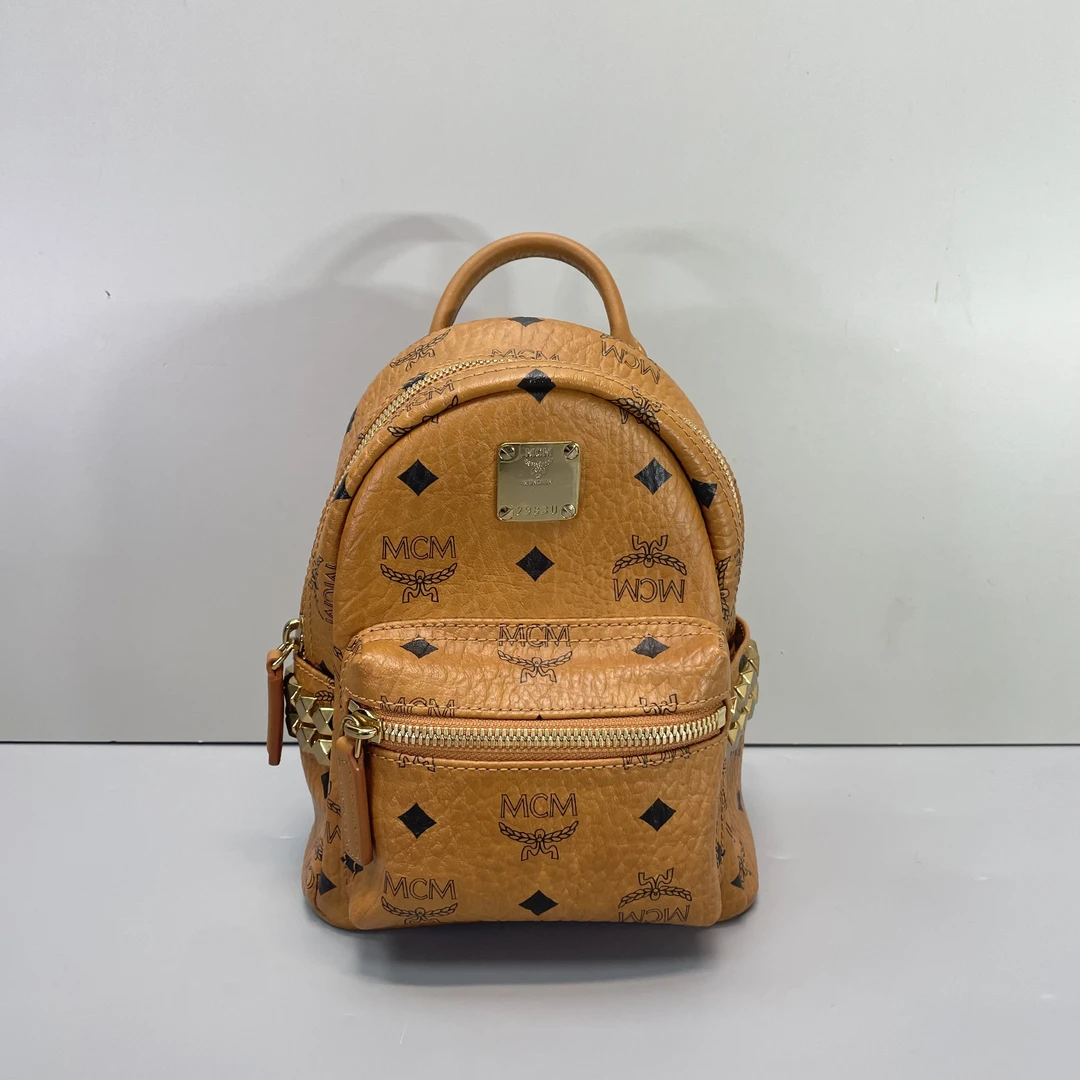 95新 MCM 媚姐/mcm干邑色迷你双肩包16x20x8cmSG032908