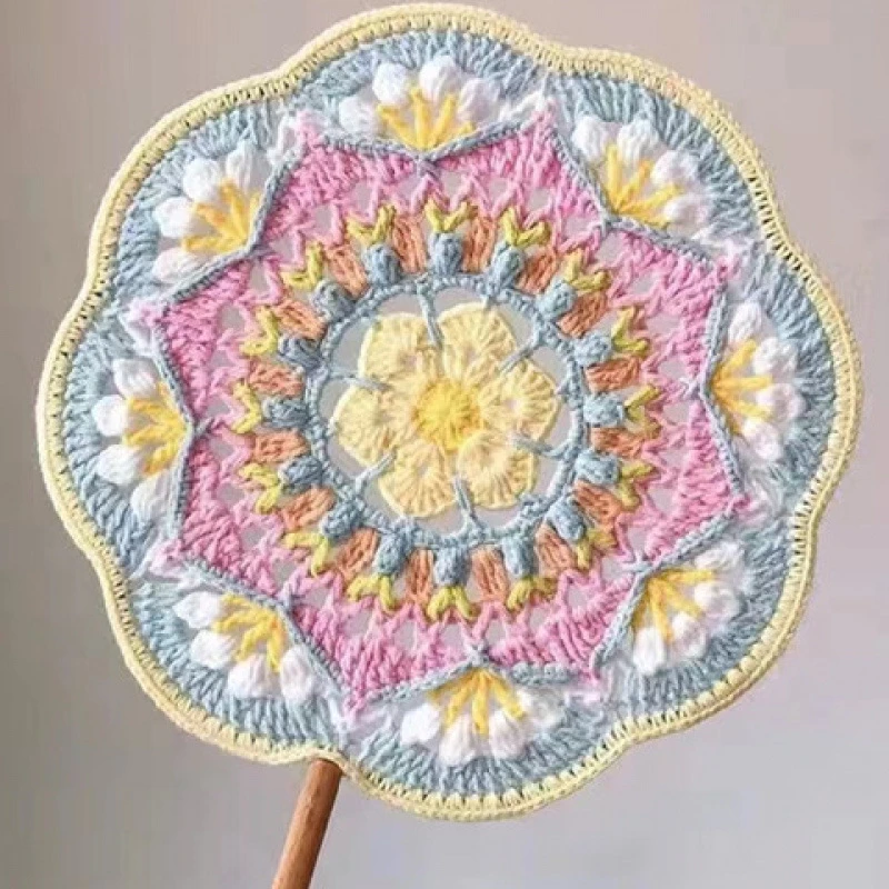 手工编织团扇配色古风团扇毛线钩针中国风扇子DIY材料包送闺蜜礼
