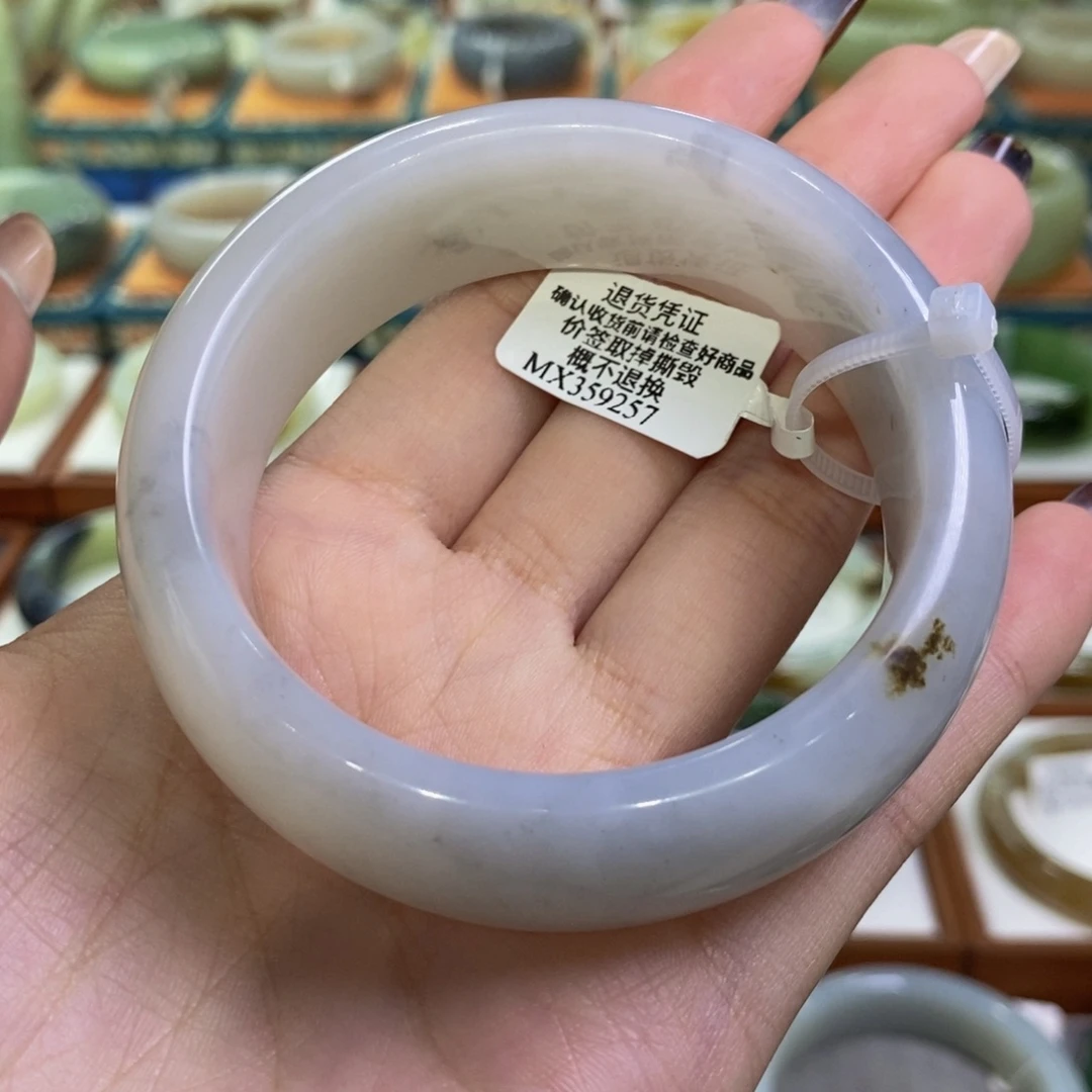 和田玉未镶嵌手镯且末青花轮胎55/56