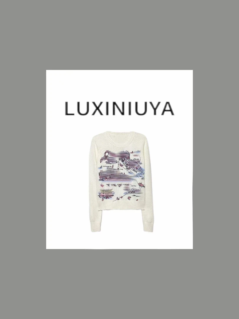 【LUXINIUYA】‘一眼心动系列’ 100山羊绒上海滩万针刺绣上衣#QDS095