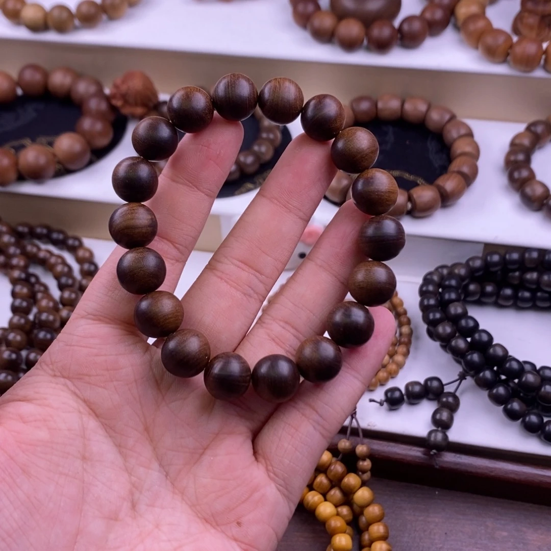 无***班檀香木手串/手链1.2，黑肉虎皮沉水老料奶香