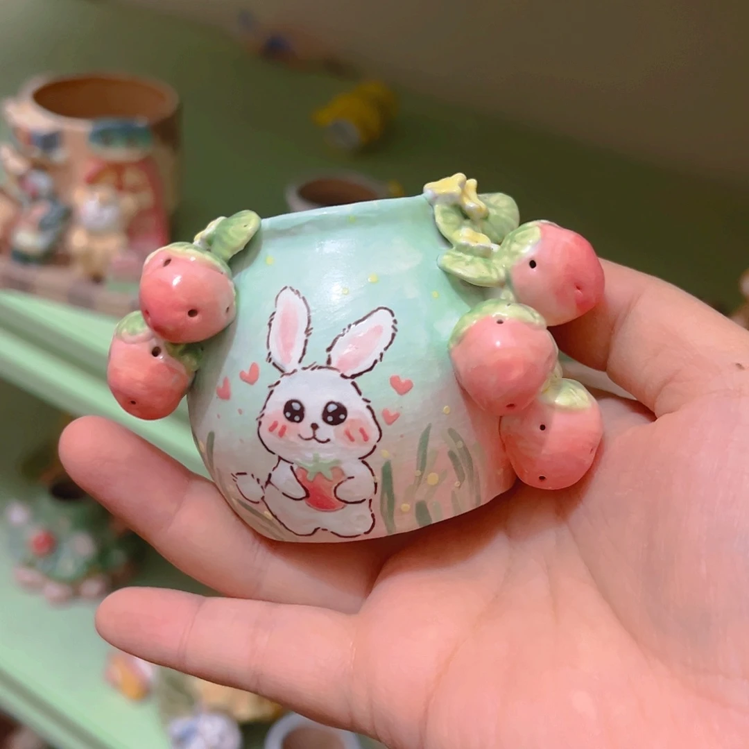 福福老梧家纯手工手绘多肉花盆