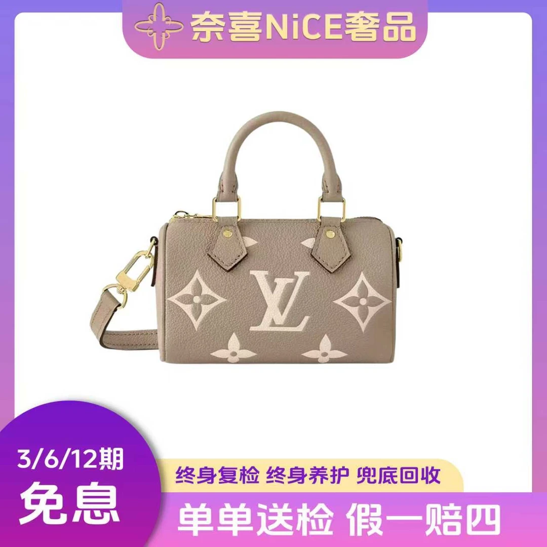 99新 LouisVuitton/路易威登 speedy nano大象灰/黑白 枕头包