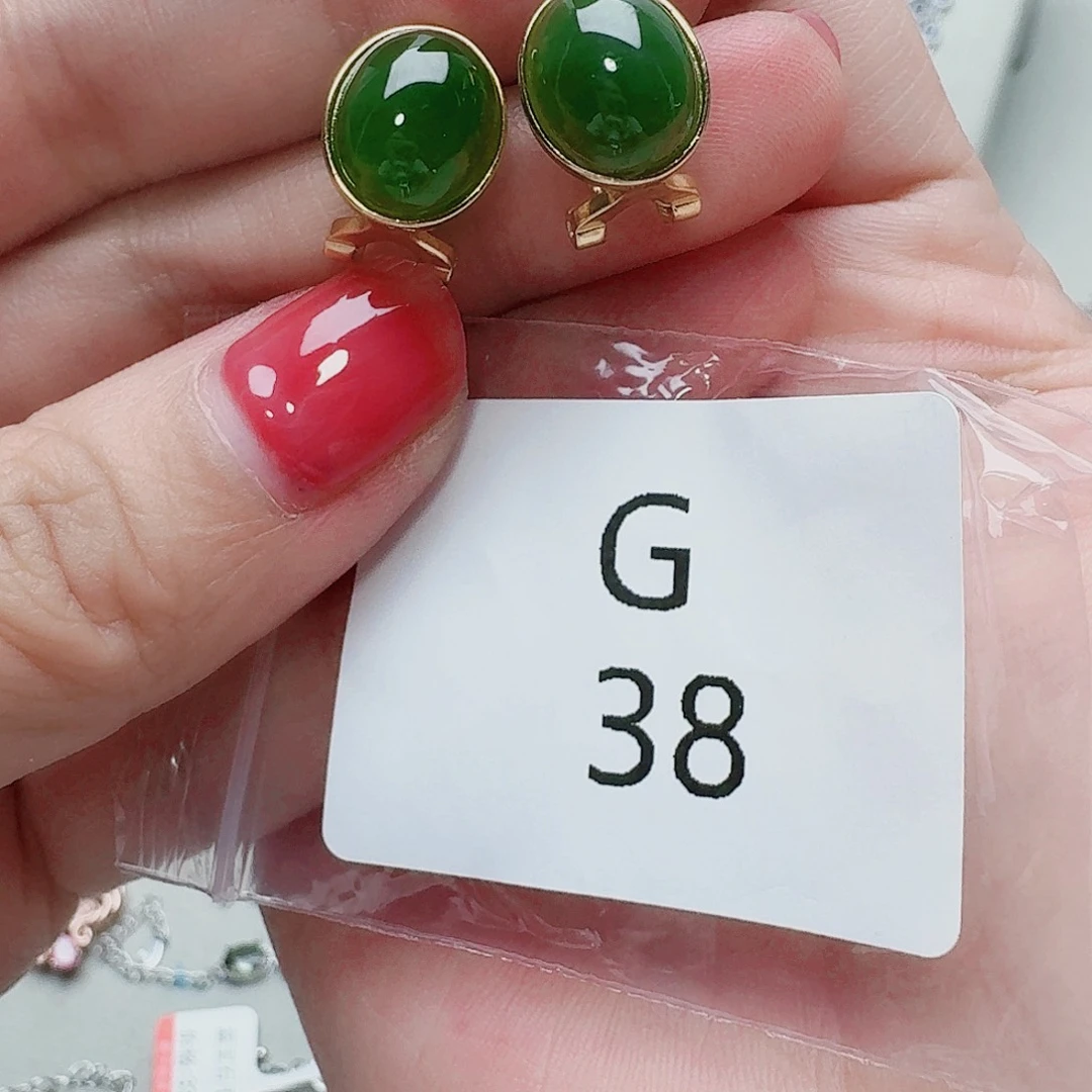 和田玉银S925镶嵌耳饰G38