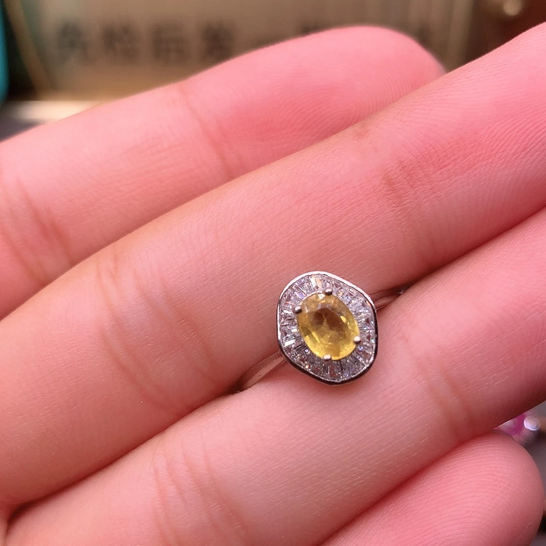 蓝宝石戒指银S925镶嵌