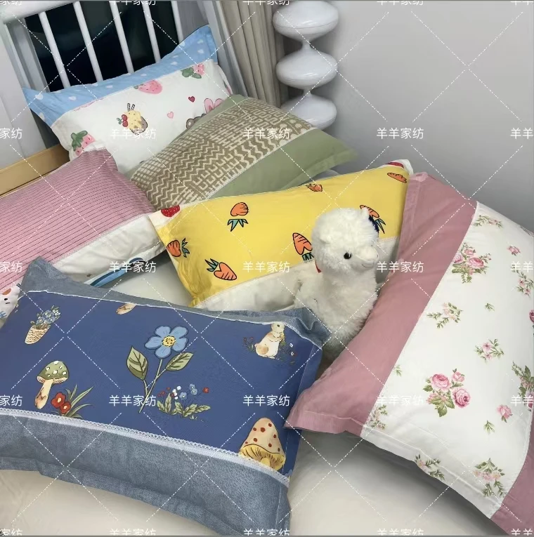 拼角全棉枕套 2只装大枕套 不起球