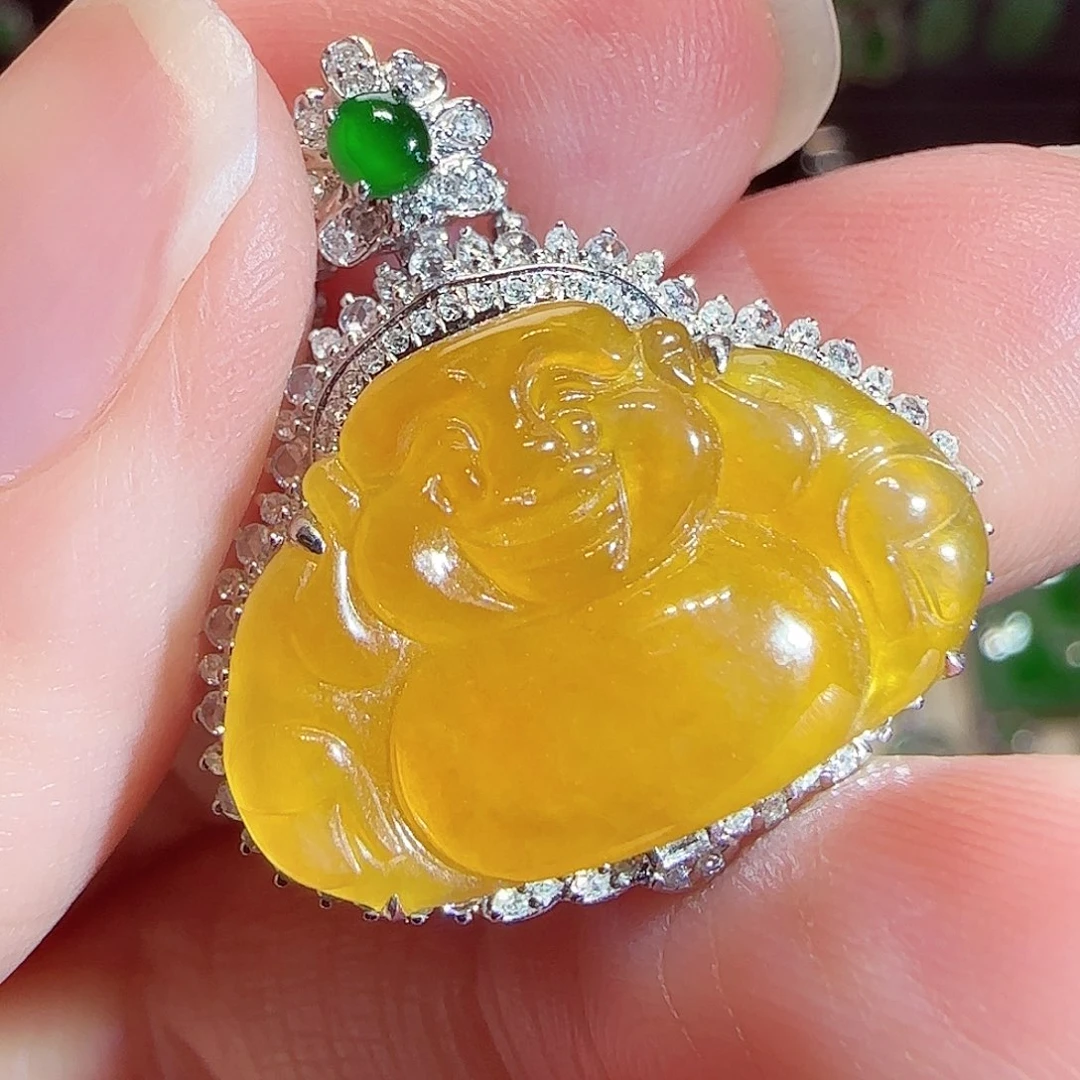 翡翠18K金镶嵌吊坠(赠链)