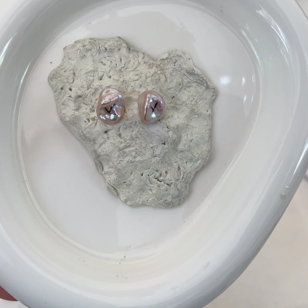 淡水珍珠耳环银S925镶嵌泉水