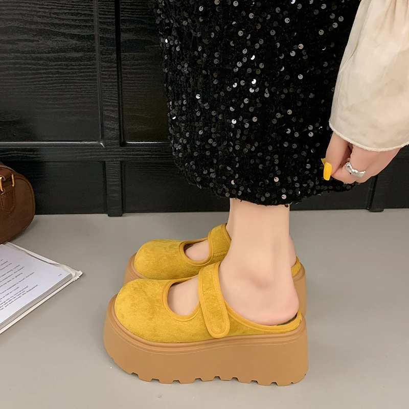 7cm厚底玛丽珍凉鞋女2025夏季新款松糕小个子增高包头半拖勃肯鞋