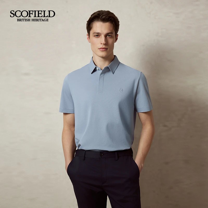 SCOFIELD男士25年夏季新款棉质翻领纯色商务POLO衫SMHAF23K04