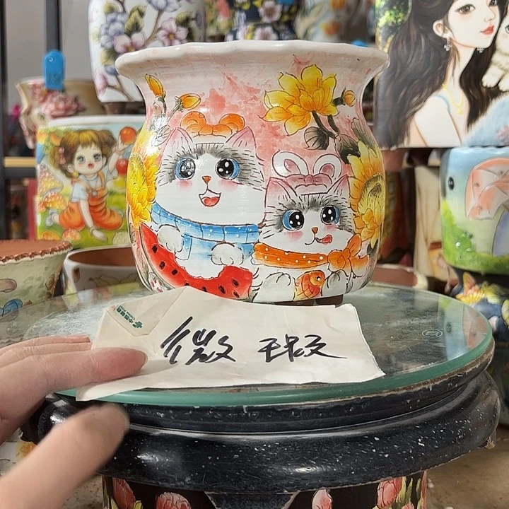 景德镇手绘花盆满38包邮