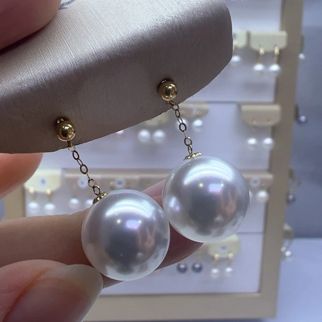 18K金镶嵌淡水珍珠耳饰