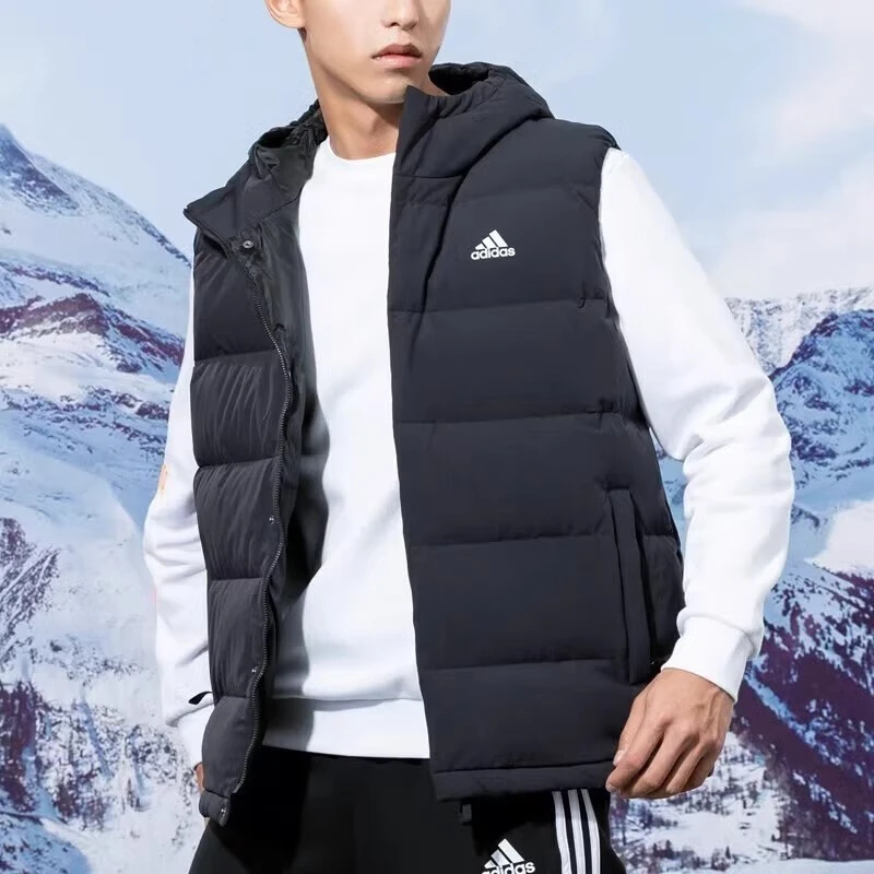 adidas/阿迪达斯男装羽绒马甲2025冬季运动舒适保暖休闲连帽外套