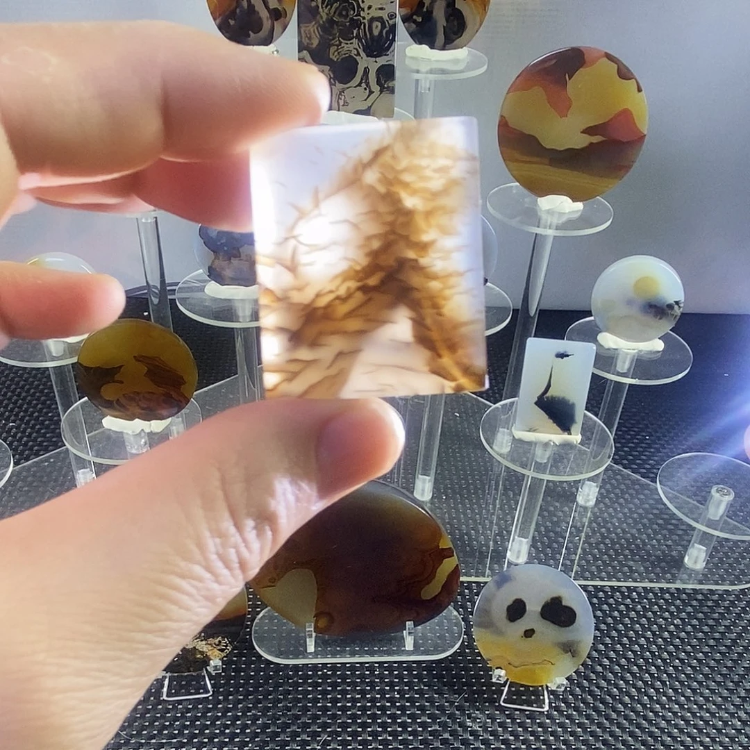 合成碳硅石非金属时尚图纹画面石饰品