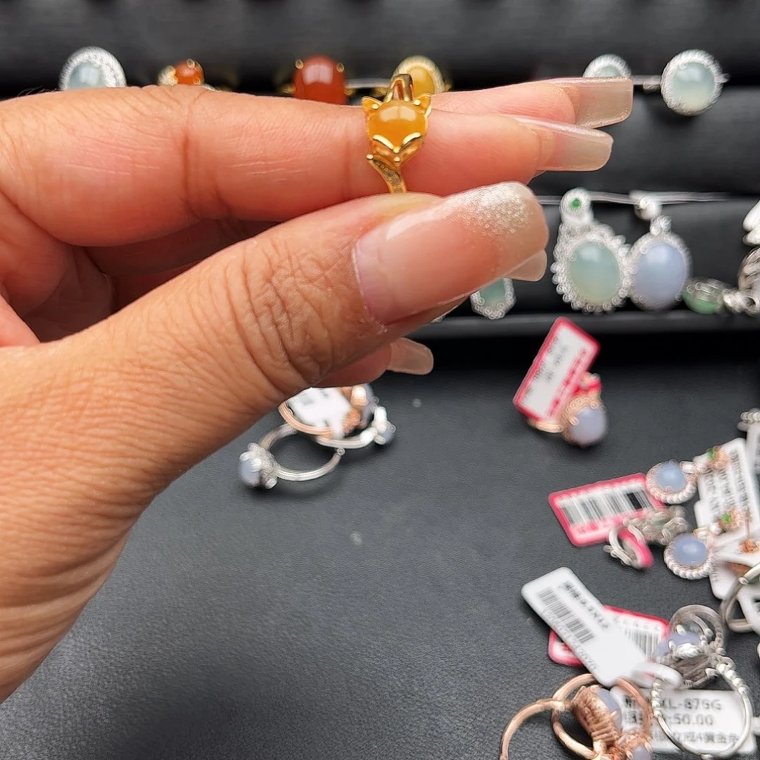 翡翠戒指银S925镶嵌缅甸天然A货翡翠女戒指