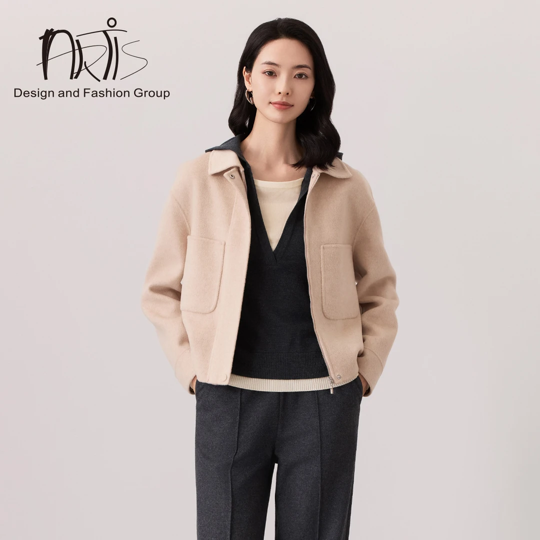 ARTIS雅迪斯2025秋季新款 松弛纯绵羊毛短款呢外套AR5913304-064