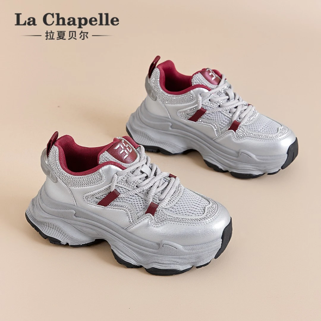 拉夏贝尔秋季新款复古女鞋潮流舒适时尚厚底增高轻便百搭老爹鞋