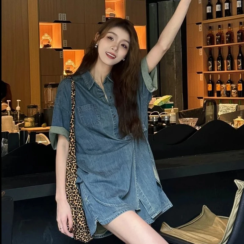 又A又飒牛仔套装裤女夏薄2025新款高级感酷飒拽姐短裤炸街两件套