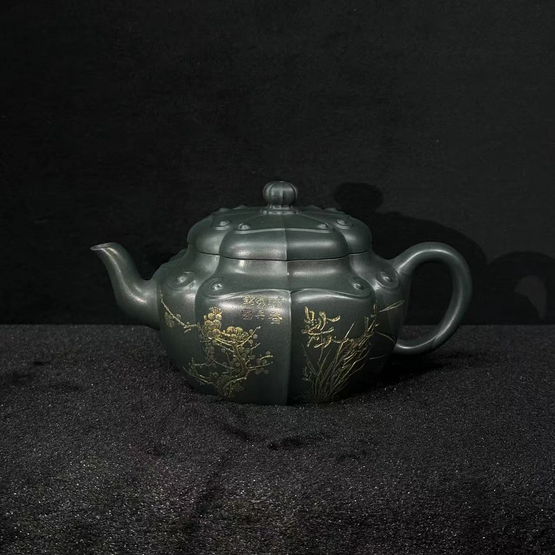 27/103005/桑黎兵/紫砂壶如意筋纹/古绿泥
