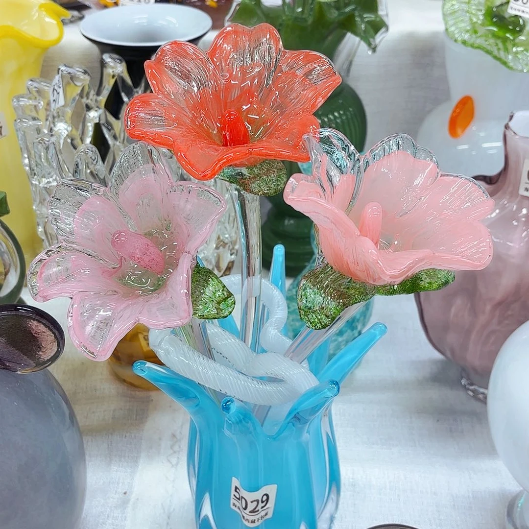 3花1蓝瓶安妮琉璃手工花器