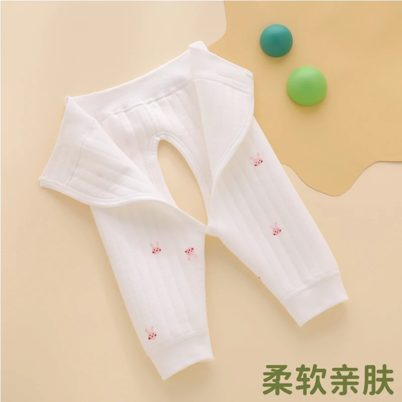 婴儿裤子春秋款保暖女宝宝开裆男魔术贴纯棉a类冬季夹棉分体秋裤