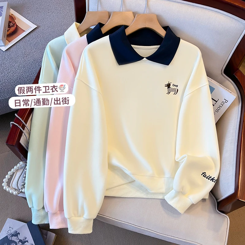 少女小清新学院风拼色卫衣2025秋装新款初高中学生宽松减龄上衣