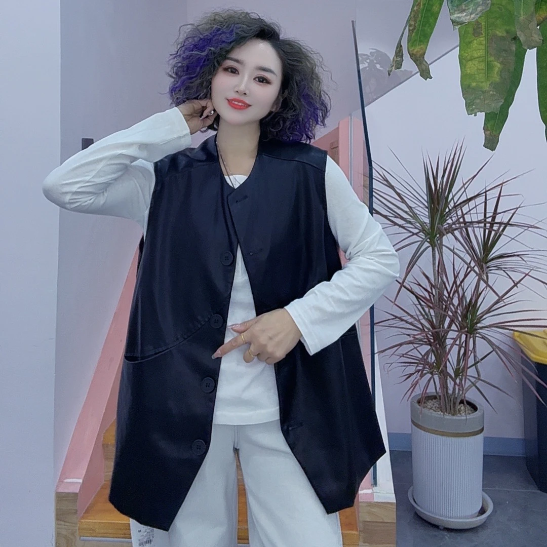 春季潮流简约宽松百搭皮马甲