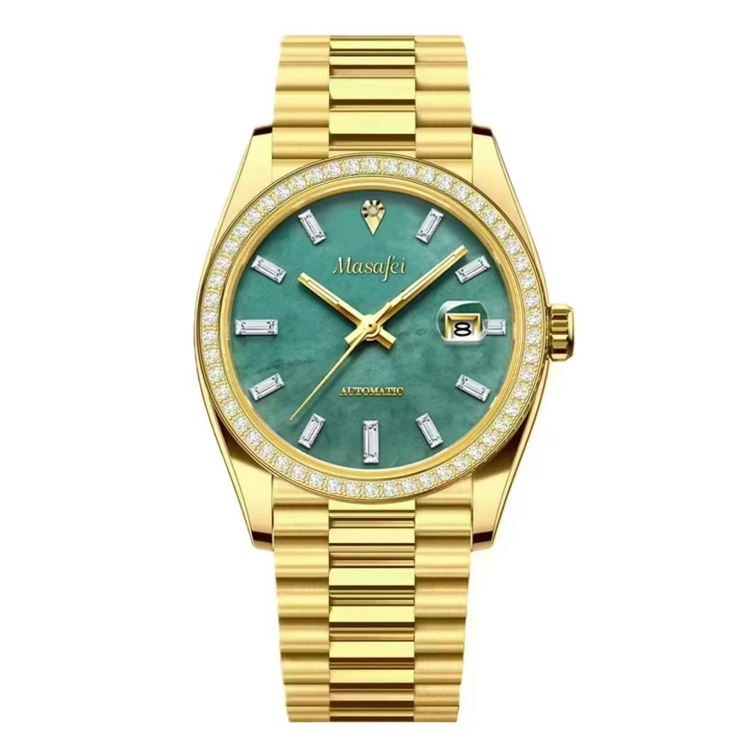 Masafei/玛莎菲冰糖翡翠系列轻奢夜光男士腕表【赠首饰】