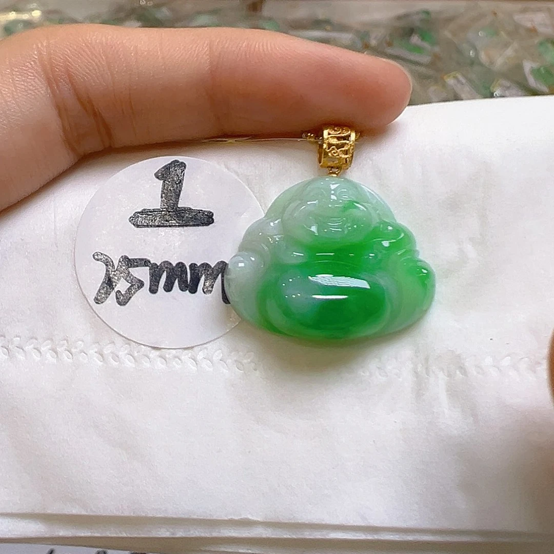 翡翠18K金镶嵌吊坠(不含链)翡翠