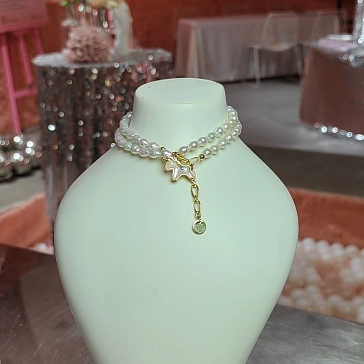 银S925镶嵌颈饰淡水珍珠