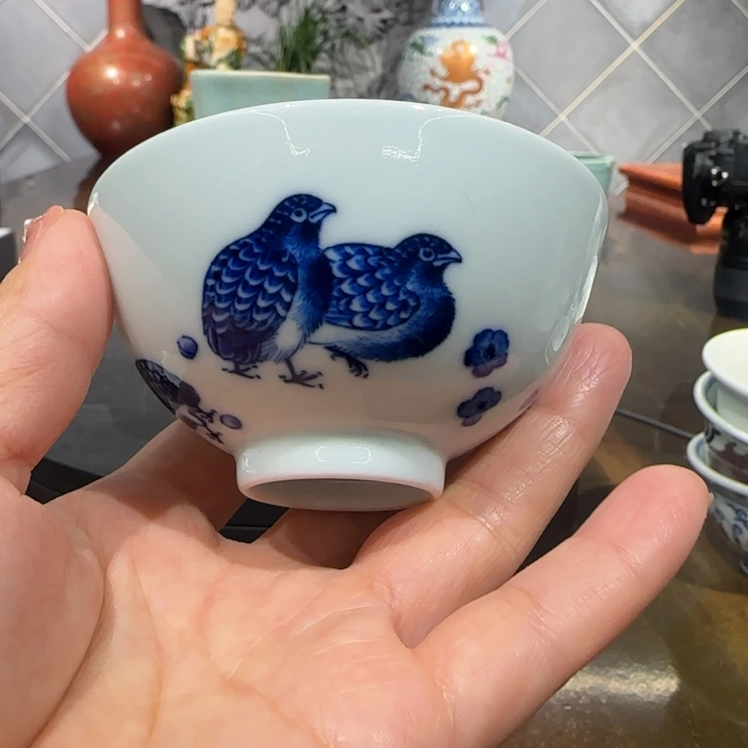 青花长治久安图主人杯