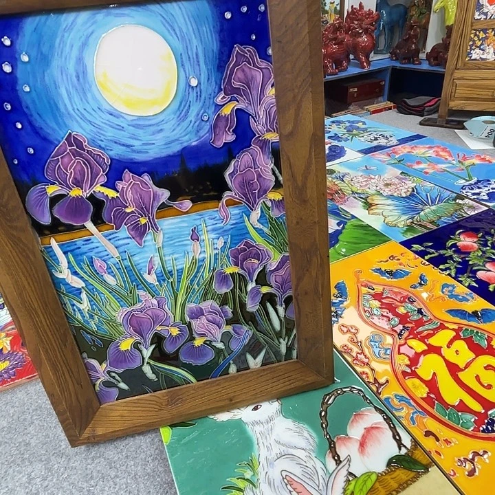 一***花瓷板画瓷板画25/40加框