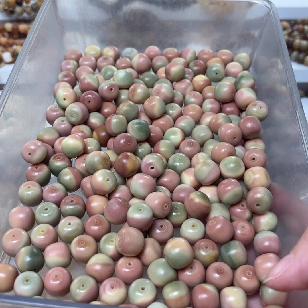 白玉菩提吊坠桃之夭夭桶珠20颗