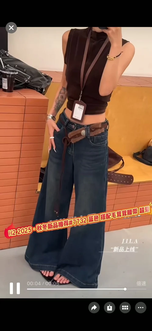 【蓝色】7732-新款加绒秋冬款牛仔裤