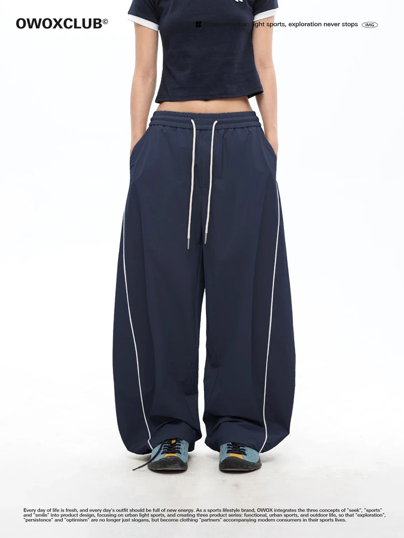 OWOX 薄款条纹速干新款夏季宽松直筒垂感长裤子AKZ190