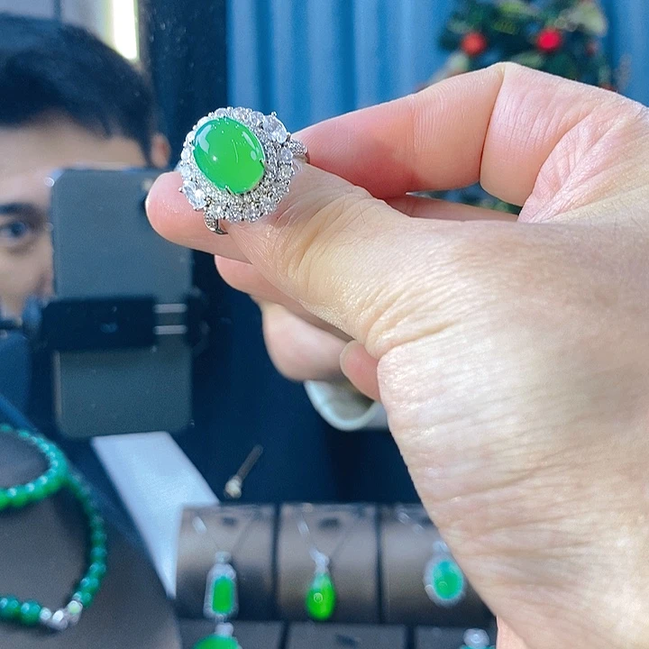 玛瑙/玉髓戒指银S925镶嵌