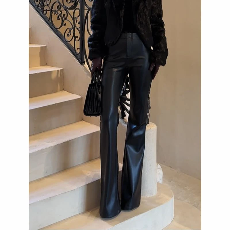 LUXURYMEMO【腿模】时尚气质加绒加厚冬款皮裤