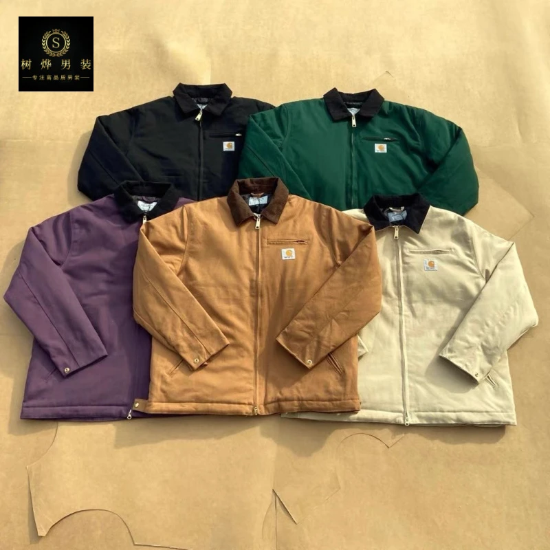 夹克男女底特律春秋季美式工装复古翻领水洗帆布情侣潮牌休闲外套